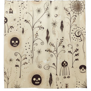Rideaux De Douche Boho Halloween Masques et Motif de torrents botani