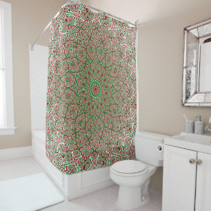 Rideaux De Douche Boho Hippie Funky Trippy Orné Mandala de Noël