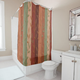 Rideaux De Douche Boho Leaf Motif Rustic Home Décor