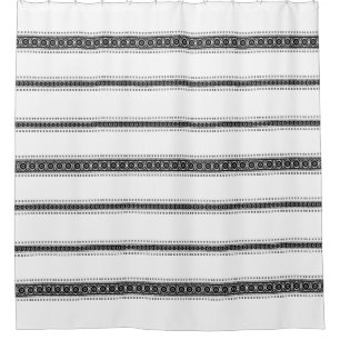 Rideaux De Douche Boho moderne blanc et noir Motif bohème