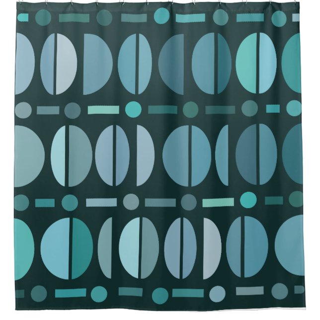 Rideaux De Douche Boho Retro Bowls Motif Turquoise (Devant)