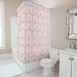 Rideaux De Douche Boho Rose Hexagone Or & Géométrique Glam