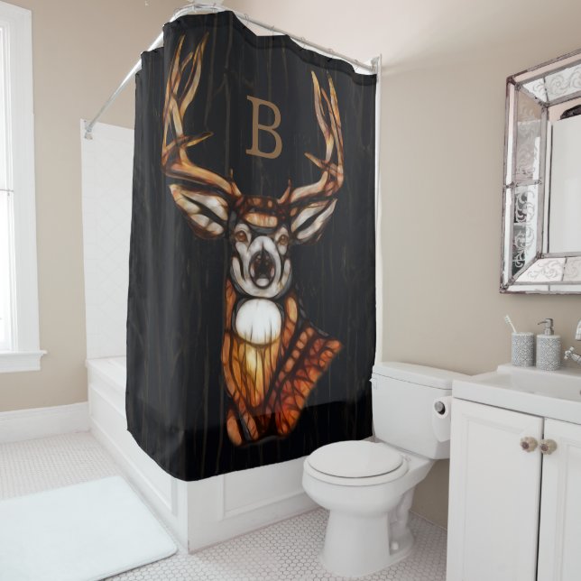 Rideaux De Douche Bois Bois Cerf Rustique Pays Personnalisé (En situation)