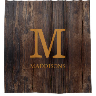 Rideaux De Douche Bois Brun Rustique Famille Nom personnalisé Maison