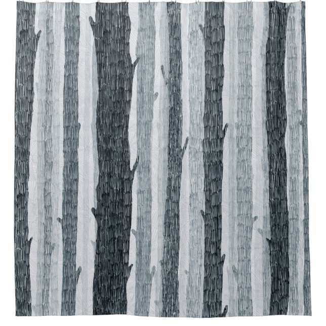 Rideaux De Douche Bois de bouleau, motif arrière - plan sans soudure (Devant)