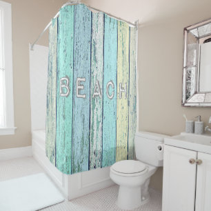 Rideaux De Douche Bois de flottage rustique de plage