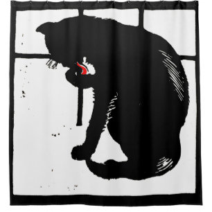 Rideaux De Douche Bois de la ferme victorienne Animal Chat noir