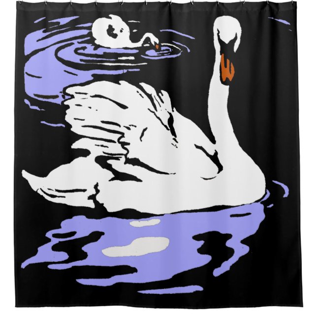 Rideaux De Douche Bois de la ferme victorienne Animaux Swans (Devant)