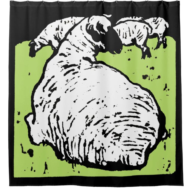 Rideaux De Douche Bois de la ferme victorienne Moutons (Devant)