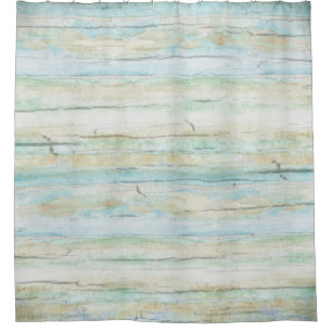 Rideaux De Douche Bois horizontal côtier de plage d'aquarelle de