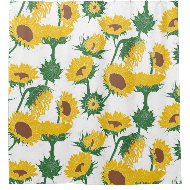 Rideaux De Douche Bois Imprimer Tournesol jaune (Devant)