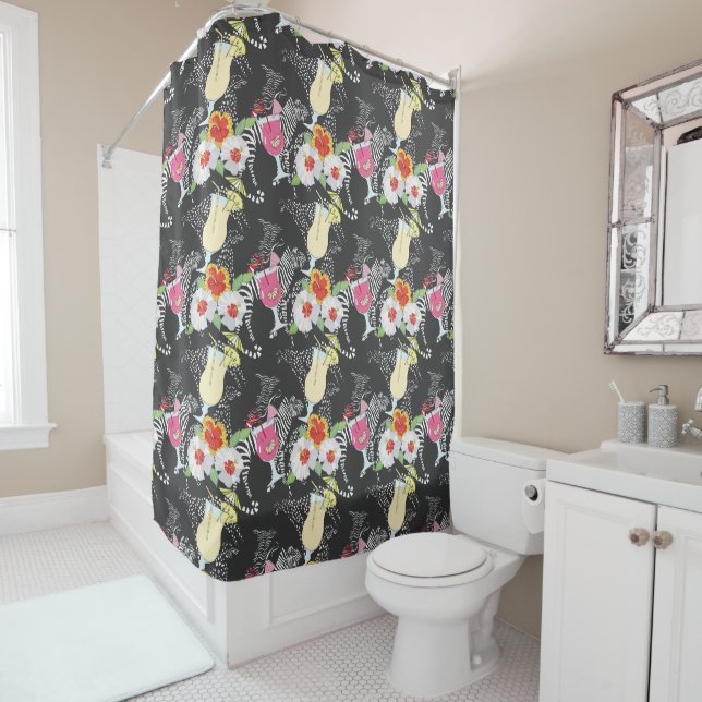 Rideaux De Douche Boissons Tropicales Avec Animaux (En situation)