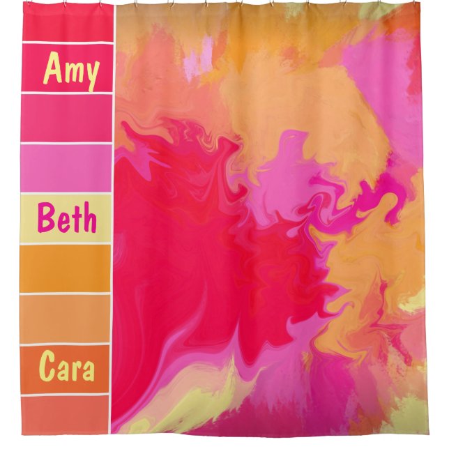Rideaux De Douche Boîtes d'aquarelle rose, orange et jaune (Devant)
