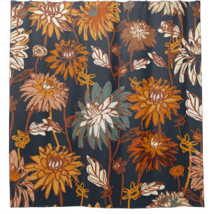 Rideaux De Douche Bold Dahlia Chrysanthemum Motif chinois