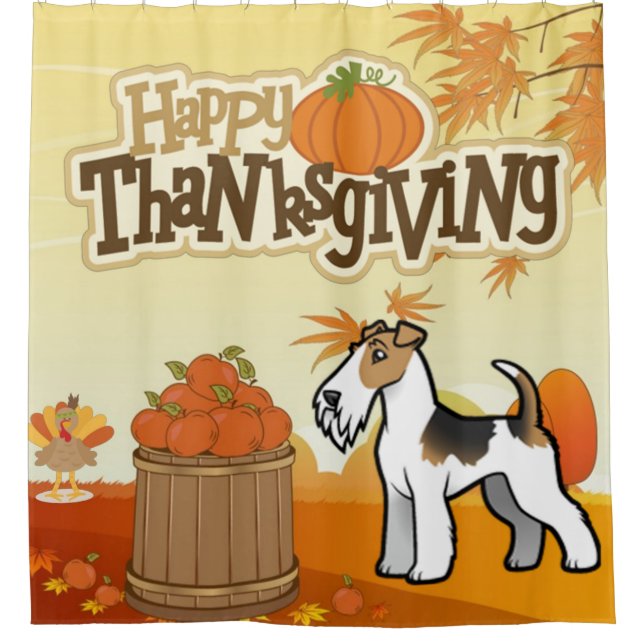 Rideaux De Douche Bon thanksgiving Fil Fox Terrier (Devant)