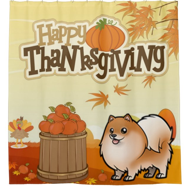 Rideaux De Douche Bon thanksgiving Pomeranian (Devant)