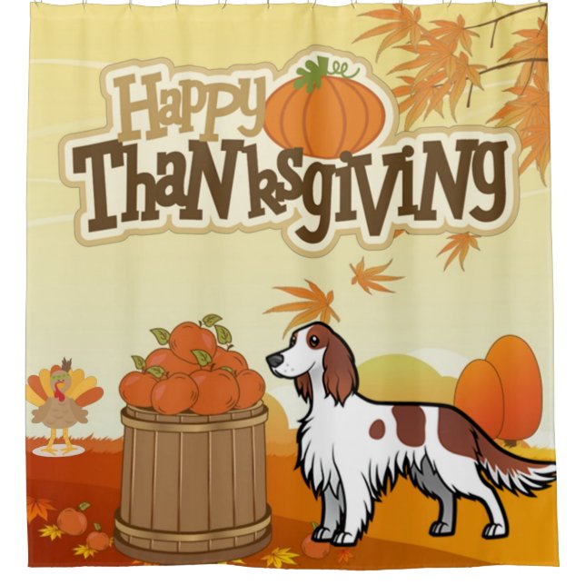 Rideaux De Douche Bon thanksgiving rouge et blanc irlandais (Devant)