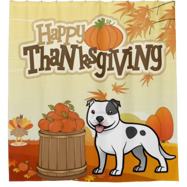 Rideaux De Douche Bon thanksgiving Staffordshire Bull Terrier (Devant)