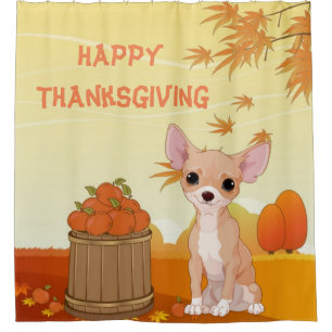 Rideaux De Douche Bon thanksgiving Tan Chihuahua