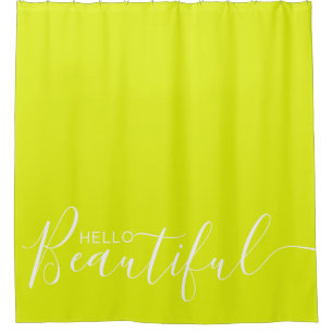 Rideaux De Douche Bonjour belle Chartreuse White Girly