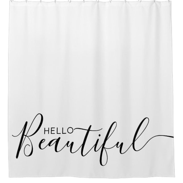 Rideaux De Douche Bonjour Belle Fille noire blanche  (Devant)