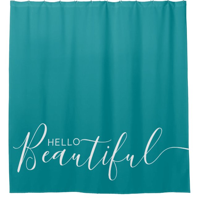 Rideaux De Douche Bonjour belle Turquoise fille blanche  (Devant)