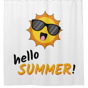 Rideaux De Douche Bonjour Summer Sun avec lunettes de soleil