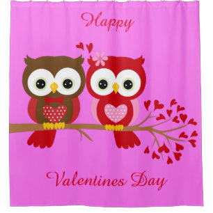 Rideaux De Douche Bonne Saint Valentin Chouettes