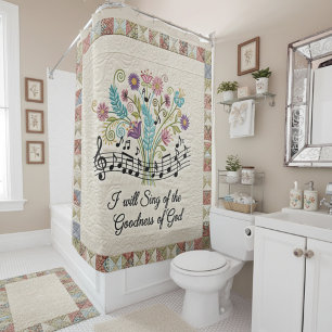 Rideaux De Douche Bonté de Dieu musique florale au look matelassé