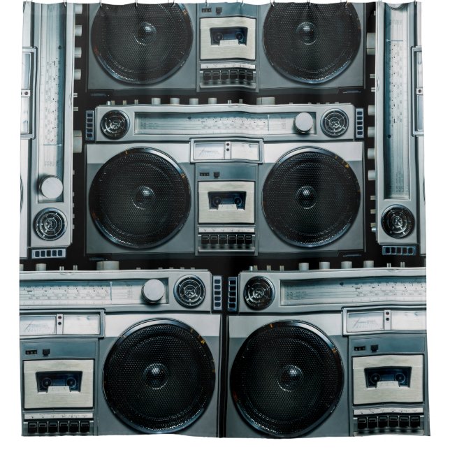 Rideaux De Douche Boombox radio vintage (Devant)