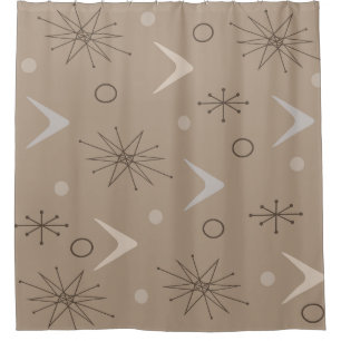 Rideaux De Douche Boomerangs de l'âge atomique Starbursts Earth Tone
