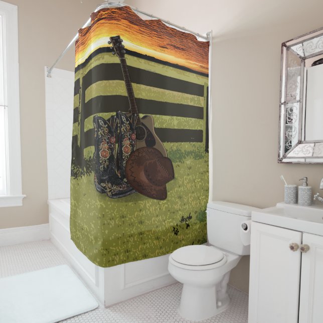 Rideaux De Douche Boots de Cowboy (En situation)