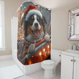 Rideaux De Douche Border Collie Chien Montagnes Russes Noël