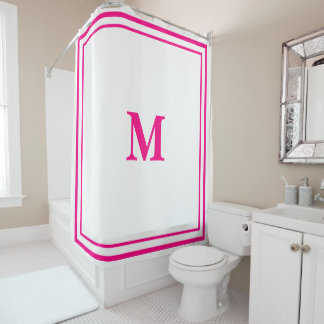 Rideaux De Douche Bordure minimale épaisse rose chaud Preppy