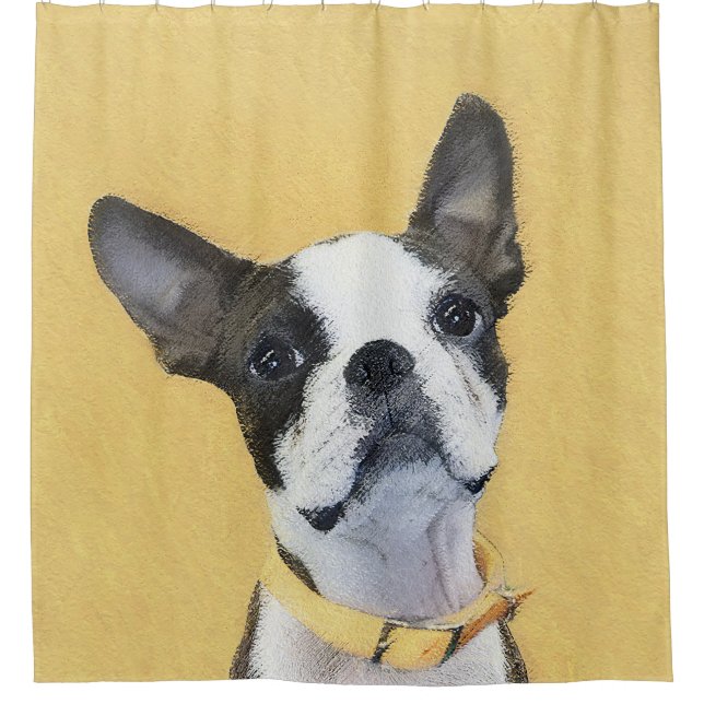 Rideaux De Douche Boston Terrier Peinture - Cute Original Chien Art (Devant)