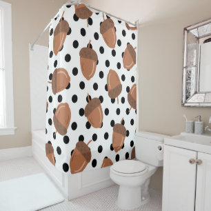 Rideaux De Douche Botanique de maïs noir et blanc Polka Dot Fall