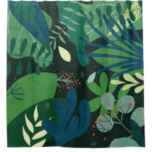 Rideaux De Douche Botanique verte : Illustration Feuille tropicale