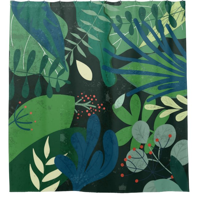 Rideaux De Douche Botanique verte : Illustration Feuille tropicale (Devant)