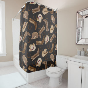 Rideaux De Douche Botte de cowboy occidentale Casquettes Tan Brown N