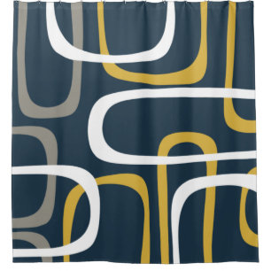 Rideaux De Douche Boucles modernes du milieu du siècle Motif Marine 