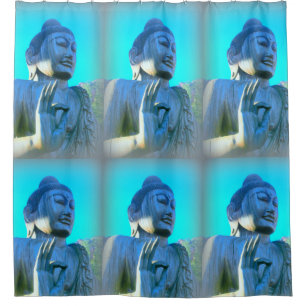 Rideaux De Douche bouddha méditant avec bleu mudra