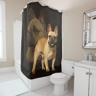 Rideaux De Douche Bouledogue français - Frenchie - plaid Brown