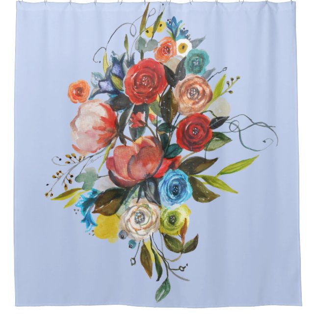 Rideaux De Douche Bouquet d'aquarelle douce Périwinkable personnalis (Devant)