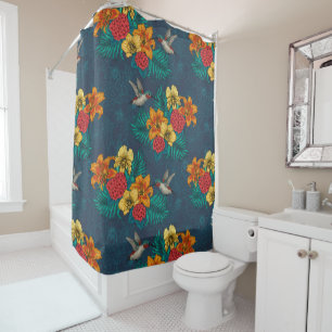 Rideaux De Douche Bouquet et colibris tropicaux