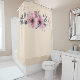 Rideaux De Douche Bouquet floral anemone crème rose