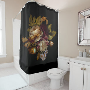 Rideaux De Douche Bouquet floral foncé du Vieux-Monde
