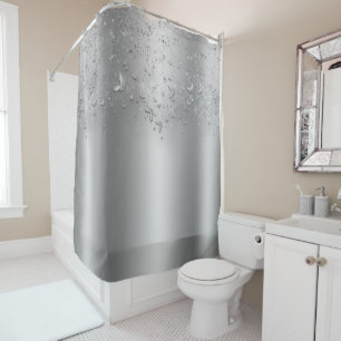 Rideaux De Douche Bouton d'effervescence Argent Shimmer
