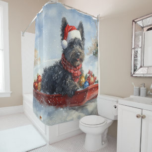 Rideaux De Douche Bouviers Des Flandres Chien en Traîneau Noël