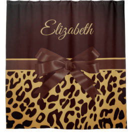 Rideaux De Douche Bow noir imprimé Leopar