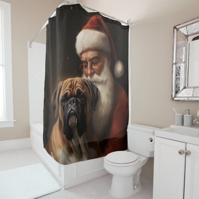 Rideaux De Douche Boxer avec Noël Festif du Père Noël (En situation)
